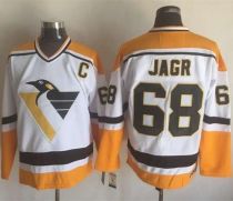 Pittsburgh Penguins -68 Jaromir Jagr White Yellow CCM Throwback Stitched NHL Jersey Pittsburgh Penguins -68 Jaromir Jagr White Yellow CCM Throwback Stitched NHL Jersey