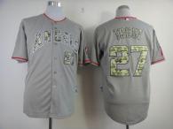 Los Angeles Angels of Anaheim -27 Mike Trout Grey USMC Cool Base Stitched MLB Jersey