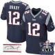 Nike New England Patriots -12 Tom Brady Navy Blue Team Color Super Bowl XLIX Champions Patch Mens St