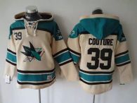 San Jose Sharks -39 Logan Couture Cream Sawyer Hooded Sweatshirt Stitched NHL Jersey