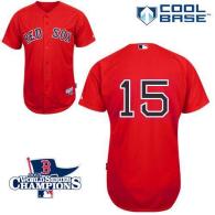 Boston Red Sox #15 Dustin Pedroia Red Cool Base 2013 World Series Champions Patch Stitched MLB Jerse