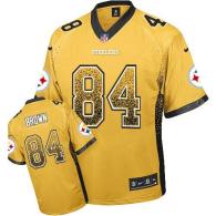 Nike Pittsburgh Steelers #84 Antonio Brown Gold Men's Stitched NFL Elite Drift Fashion Jersey