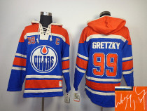 Autographed Edmonton Oilers -99 Wayne Gretzky Light Blue Sawyer Hooded Sweatshirt Stitched NHL Jerse Autographed Edmonton Oilers -99 Wayne Gretzky Light Blue Sawyer Hooded Sweatshirt Stitched NHL Jerse