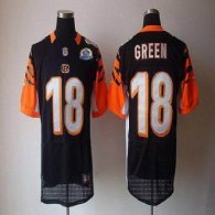 Nike Bengals -18 A J  Green Black Team Color With Hall of Fame 50th Patch Stitched NFL Elite Jersey