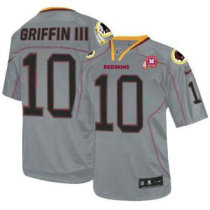 Nike Redskins -10 Robert Griffin III Lights Out Grey With 80TH Patch Stitched NFL Elite Jersey Nike Redskins -10 Robert Griffin III Lights Out Grey With 80TH Patch Stitched NFL Elite Jersey