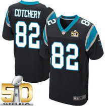 Nike Carolina Panthers #82 Jerricho Cotchery Black Team Color Super Bowl 50 Men's Stitched NFL Elite Nike Carolina Panthers #82 Jerricho Cotchery Black Team Color Super Bowl 50 Men's Stitched NFL Elite