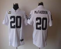 Nike Oakland Raiders #20 Darren McFadden White With C Patch Men's Stitched NFL Elite Jersey Nike Oakland Raiders #20 Darren McFadden White With C Patch Men's Stitched NFL Elite Jersey