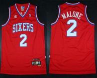 Throwback Philadelphia 76ers -2 Malone Red Stitched NBA Jersey