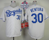Kansas City Royals -30 Yordano Ventura White Cool Base W 2015 World Series Patch Stitched MLB Jersey