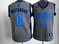 Oklahoma City Thunder -0 Russell Westbrook Grey Static Fashion Stitched NBA Jersey