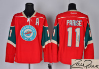 Autographed Minnesota Wild -11 Zach Parise Red Stitched NHL Jersey