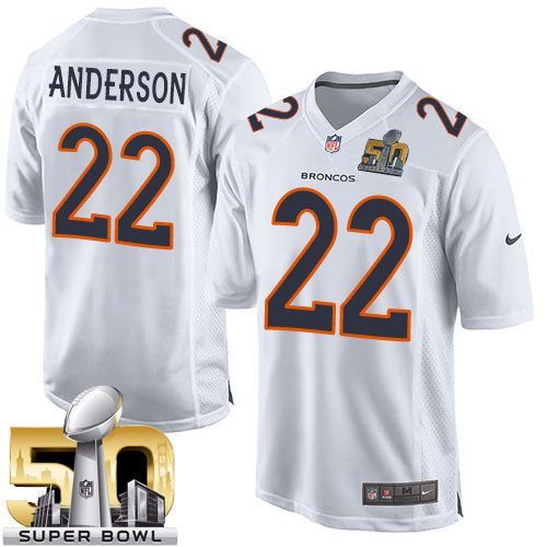 Nike Denver Broncos #22 C.J Anderson White Super Bowl 50 Men's Stitched NFL Game Event Jersey