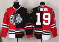 Chicago Blackhawks -19 Jonathan Toews Red Black Split White Skull Stitched NHL Jersey