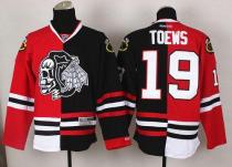 Chicago Blackhawks -19 Jonathan Toews Red Black Split White Skull Stitched NHL Jersey