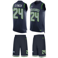 Seahawks -24 Marshawn Lynch Steel Blue Team Color Stitched NFL Limited Tank Top Suit Jersey