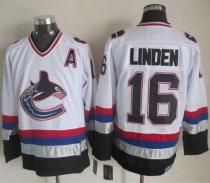 Vancouver Canucks -16 Trevor Linden White Black CCM Throwback Stitched NHL Jersey