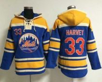 New York Mets -33 Matt Harvey Blue Sawyer Hooded Sweatshirt MLB Hoodie