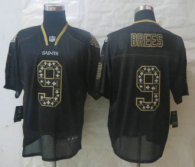 2013 NEW Nike New Orleans Saints 9 Brees Lights Out Black Elite Jerseys