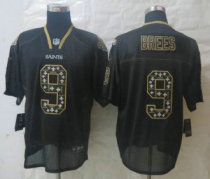 2013 NEW Nike New Orleans Saints 9 Brees Lights Out Black Elite Jerseys