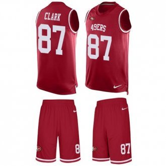 49ers #87 Dwight Clark Red Team Color Stitched NFL Limited Tank Top Suit Jersey