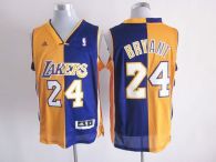 Los Angeles Lakers -24 Kobe Bryant Yellow Purple Split Fashion Stitched NBA Jersey