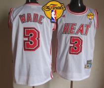 Miami Heat -3 Dwyane Wade White Swingman Throwback Finals Patch Stitched NBA Jersey Miami Heat -3 Dwyane Wade White Swingman Throwback Finals Patch Stitched NBA Jersey