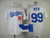 MLB Los Angeles Dodgers -99 Hyun Jin Ryu Stitched White Cool Base Autographed Jersey MLB Los Angeles Dodgers -99 Hyun Jin Ryu Stitched White Cool Base Autographed Jersey