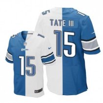 Nike Lions -15 Golden Tate III Blue White Stitched NFL Elite Split Jersey