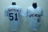 Milwaukee Brewers -51 Trevor Hoffman Stitched White Blue Strip MLB Jersey