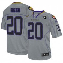 Nike Ravens -20 Ed Reed Lights Out Grey With Art Patch Stitched NFL Elite Jersey Nike Ravens -20 Ed Reed Lights Out Grey With Art Patch Stitched NFL Elite Jersey