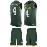 Packers -4 Brett Favre Green Team Color Stitched NFL Limited Tank Top Suit Jersey