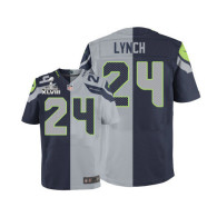 Seattle Seahawks Super Bowl XLVIII #24 Men's Marshawn Lynch Elite Team Alternate Two Tone Jersey