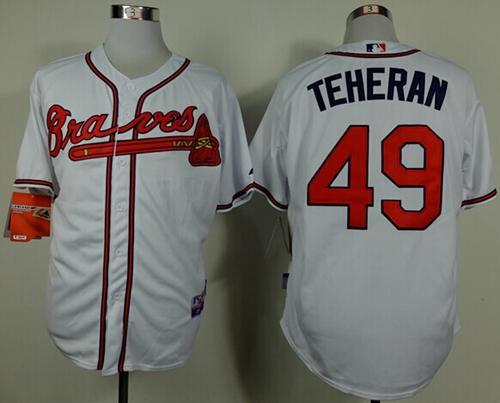 Atlanta Braves #49 Julio Teheran White Cool Base Stitched MLB Jersey