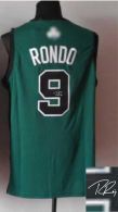 Revolution 30 Autographed Boston Celtics -9 Rajon Rondo Green Black No Stitched NBA Jersey
