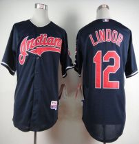 Cleveland Indians -12 Francisco Lindor Navy Blue Cool Base Stitched MLB Jersey Cleveland Indians -12 Francisco Lindor Navy Blue Cool Base Stitched MLB Jersey