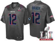 NEW ENGLAND PATRIOTS -12 TOM BRADY GRAY SUPER BOWL LI STRONGHOLD FASHION JERSEY