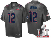 NEW ENGLAND PATRIOTS -12 TOM BRADY GRAY SUPER BOWL LI STRONGHOLD FASHION JERSEY