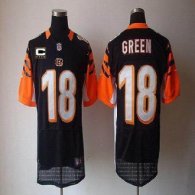 Nike Bengals -18 A J  Green Black Team Color With C Patch Stitched NFL Elite Jersey
