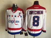 Washington Capitals -8 Alex Ovechkin White Alternate Stitched NHL Jersey
