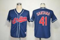 Mitchell And Ness Cleveland Indians -41 Carlos Santana Blue Stitched Throwback MLB Jersey Mitchell And Ness Cleveland Indians -41 Carlos Santana Blue Stitched Throwback MLB Jersey
