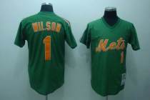 Mitchell and Ness New York Mets -1 Mookie Wilson Stitched Green Throwback MLB Jersey