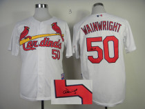 Mitchell And Ness Autographed MLB St Louis Cardinals #50 Adam Wainwright White Throwback Stitched Je Mitchell And Ness Autographed MLB St Louis Cardinals #50 Adam Wainwright White Throwback Stitched Je