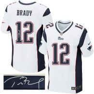 Nike New England Patriots -12 Tom Brady White Mens Stitched NFL Elite Autographed Jersey