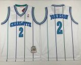 Mitchell And Ness Charlotte Hornets -2 Larry Johnson White Throwback Stitched NBA Jersey