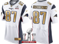 NEW ENGLAND PATRIOTS -87 ROB GRONKOWSKI WHITE SUPER BOWL LI CHAMPIONS GOLD ELITE JERSEY