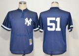 Mitchell And Ness 1995 New York Yankees -51 Bernie Williams Blue Throwback Stitched MLB Jersey