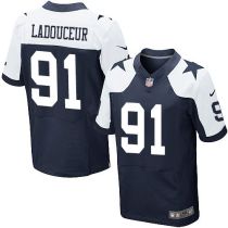 Nike Dallas Cowboys #91 L P Ladouceur Navy Blue Thanksgiving Throwback Men's Stitched NFL Elite Jers