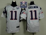 Nike New England Patriots -11 Julian Edelman White Super Bowl XLIX Champions Patch Mens Stitched NFL