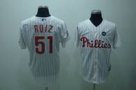 Philadelphia Phillies #51 Carlos Ruiz Stitched White Red Strip MLB Jersey
