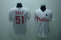 Philadelphia Phillies #51 Carlos Ruiz Stitched White Red Strip MLB Jersey Philadelphia Phillies #51 Carlos Ruiz Stitched White Red Strip MLB Jersey